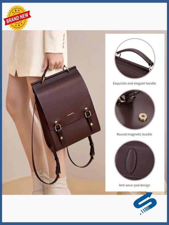 Leather Backpack Purse for Women Vintage Casual Travel School Bag main image 6